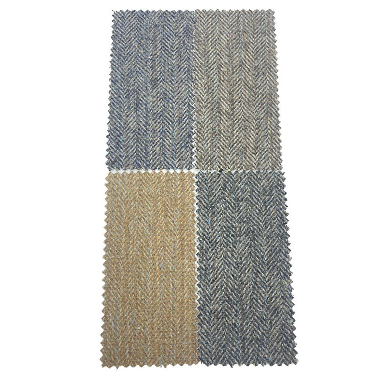 Talianske hnedomodré pruhované vlnené tvídové tkaniny pre oblek 3534